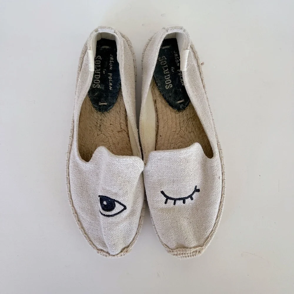 Soludos x Jason Polan Wink Embroidered Smoking Slipper Espadrille, 6